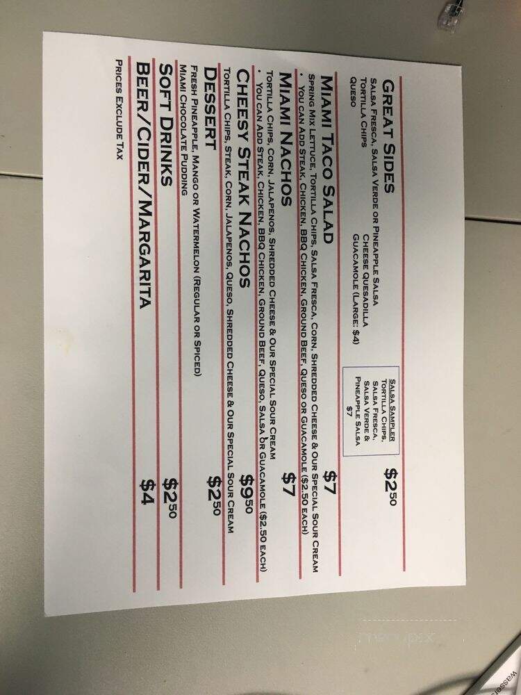 Miami Style Tacos - Florence, KY menu_pic