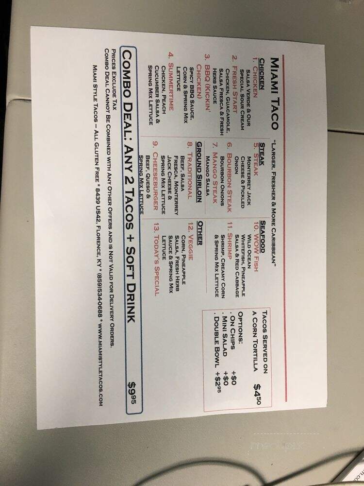 Miami Style Tacos - Florence, KY menu_pic