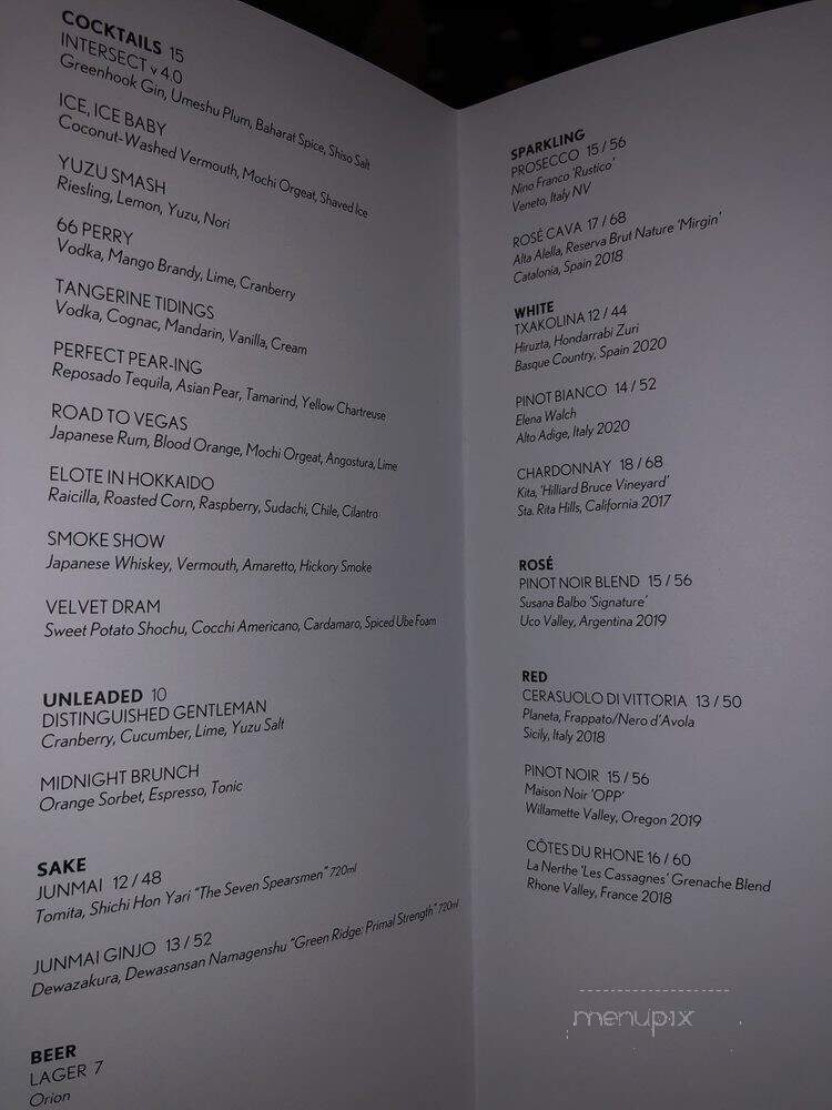 Intersect by Lexus - New York, NY menu_pic