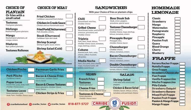 Caribe Fusion - Los Angeles, CA menu_pic