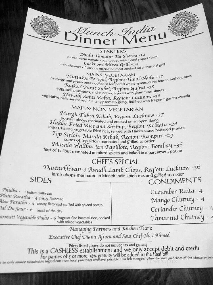 Munch India - Berkeley, CA menu_pic