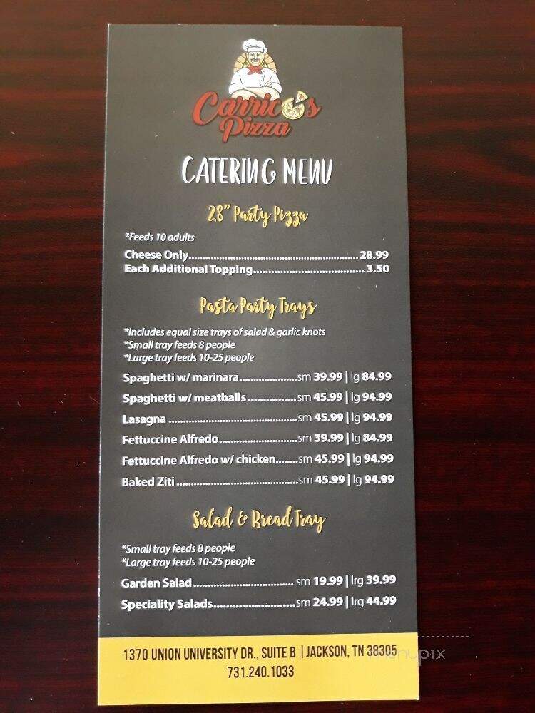 Carrico's Pizza - Jackson, TN menu_pic