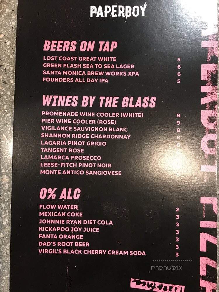 Paperboy - Santa Monica, CA menu_pic