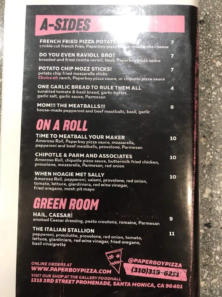 Paperboy - Santa Monica, CA menu_pic