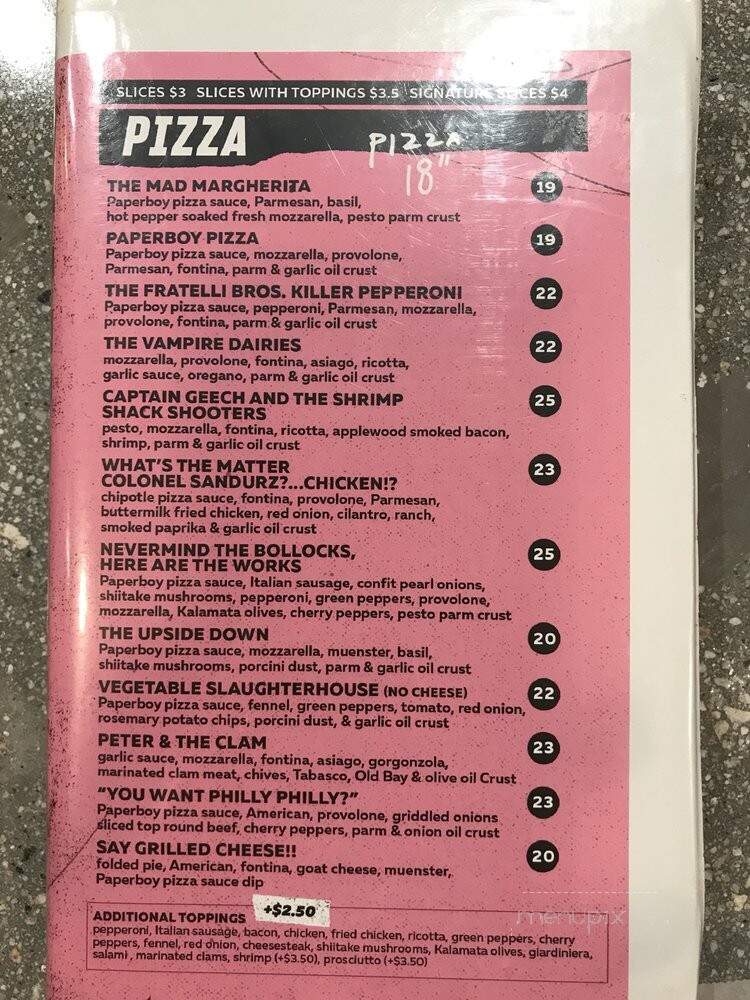 Paperboy - Santa Monica, CA menu_pic