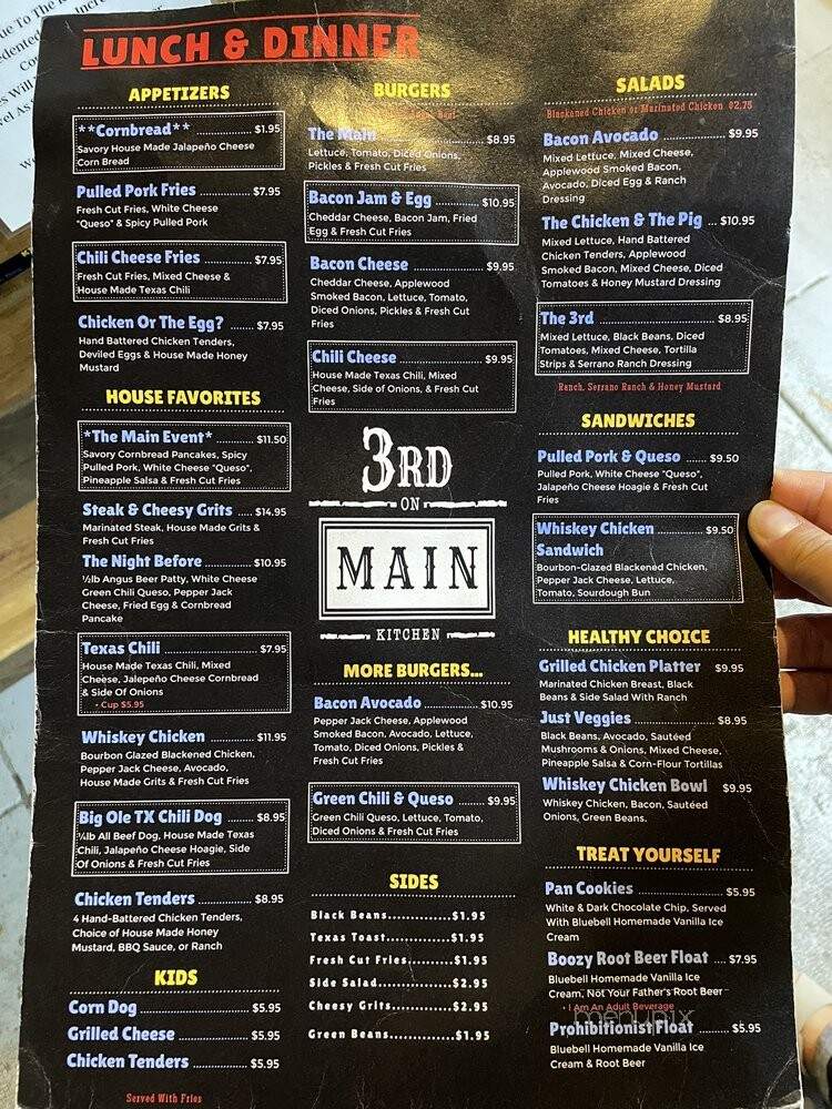 3rd On Main Kitchen - Bryan, TX menu_pic