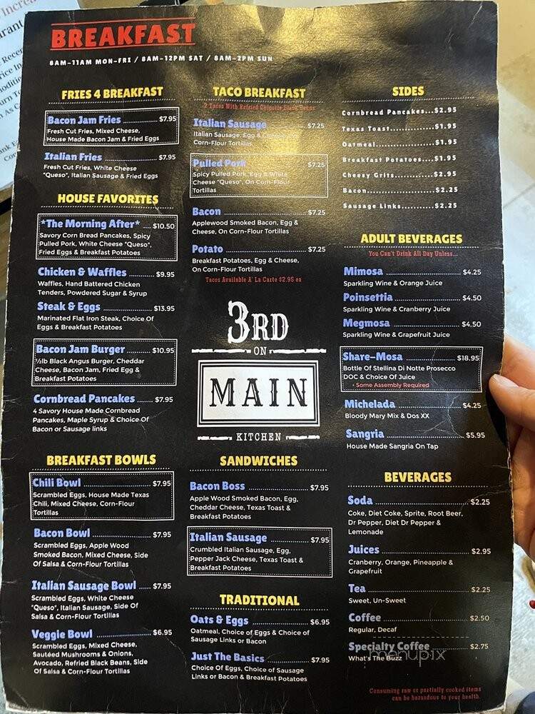 3rd On Main Kitchen - Bryan, TX menu_pic