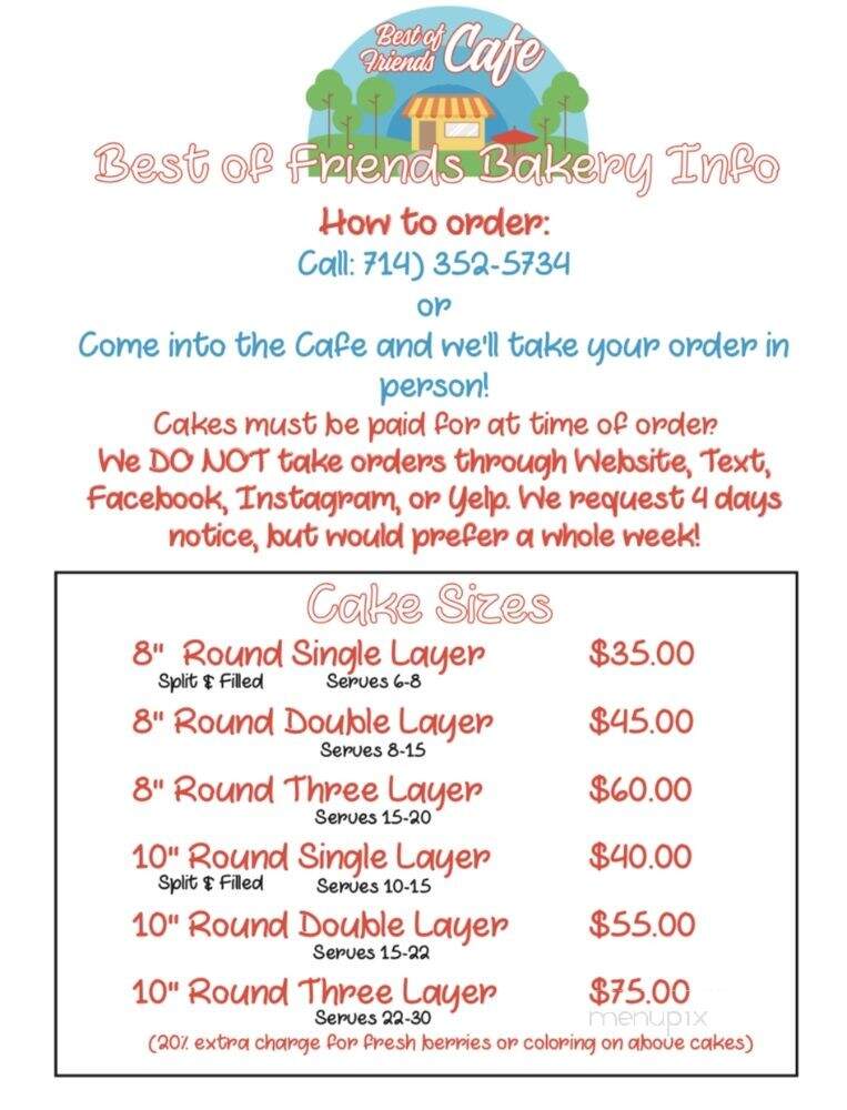 Best Of Friends Cafe - Tustin, CA menu_pic