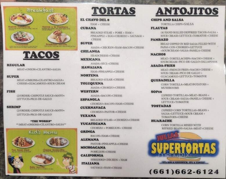 Javi's Supertortas - Bakersfield, CA menu_pic