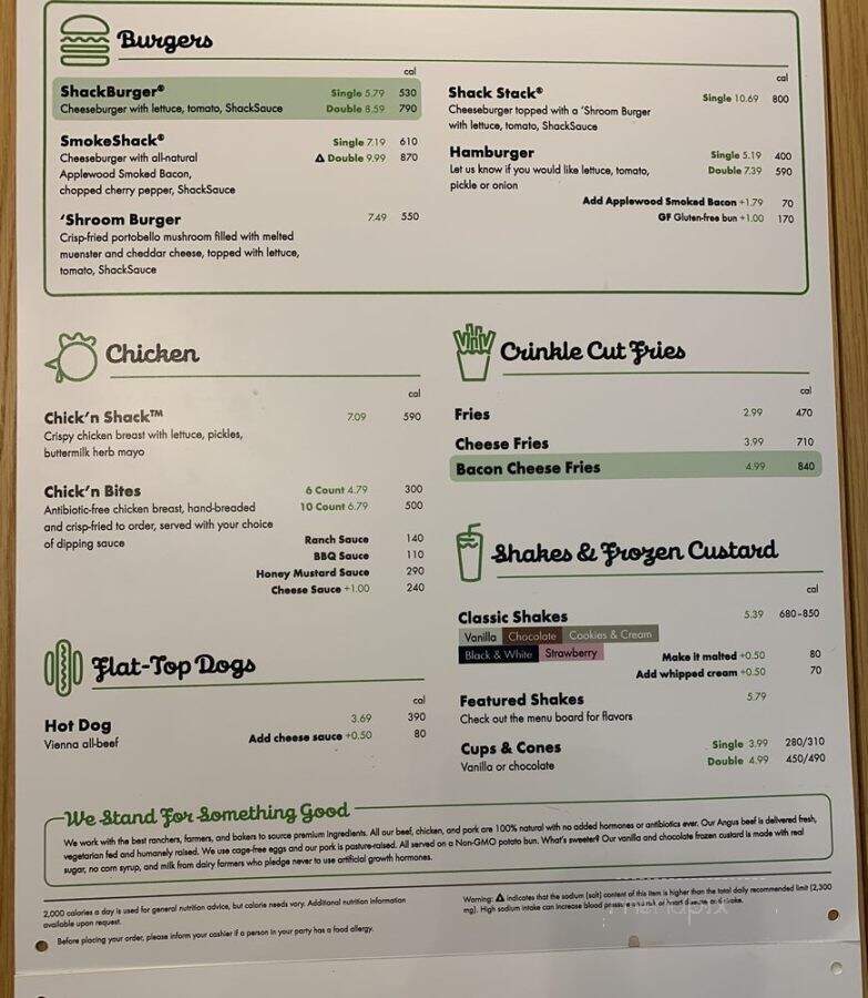 Shake Shack - Arlington, VA menu_pic