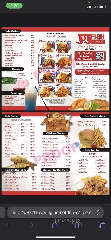J&J Fish and Chicken - Stone Mountain, GA menu_pic