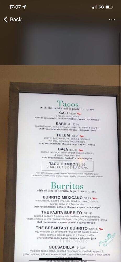 Tocaya Organica - Los Angeles, CA menu_pic