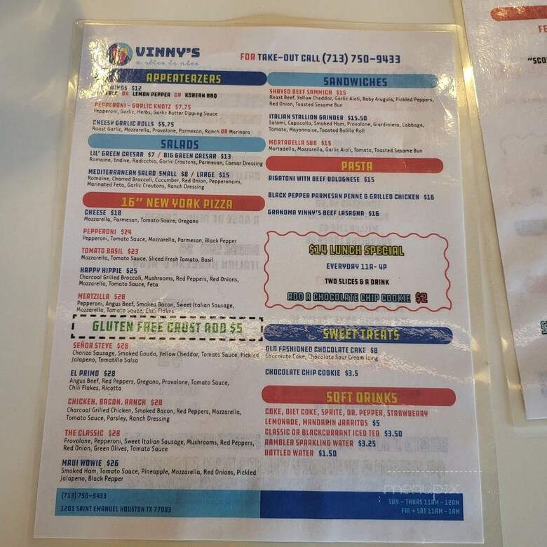 Vinny's - Houston, TX menu_pic
