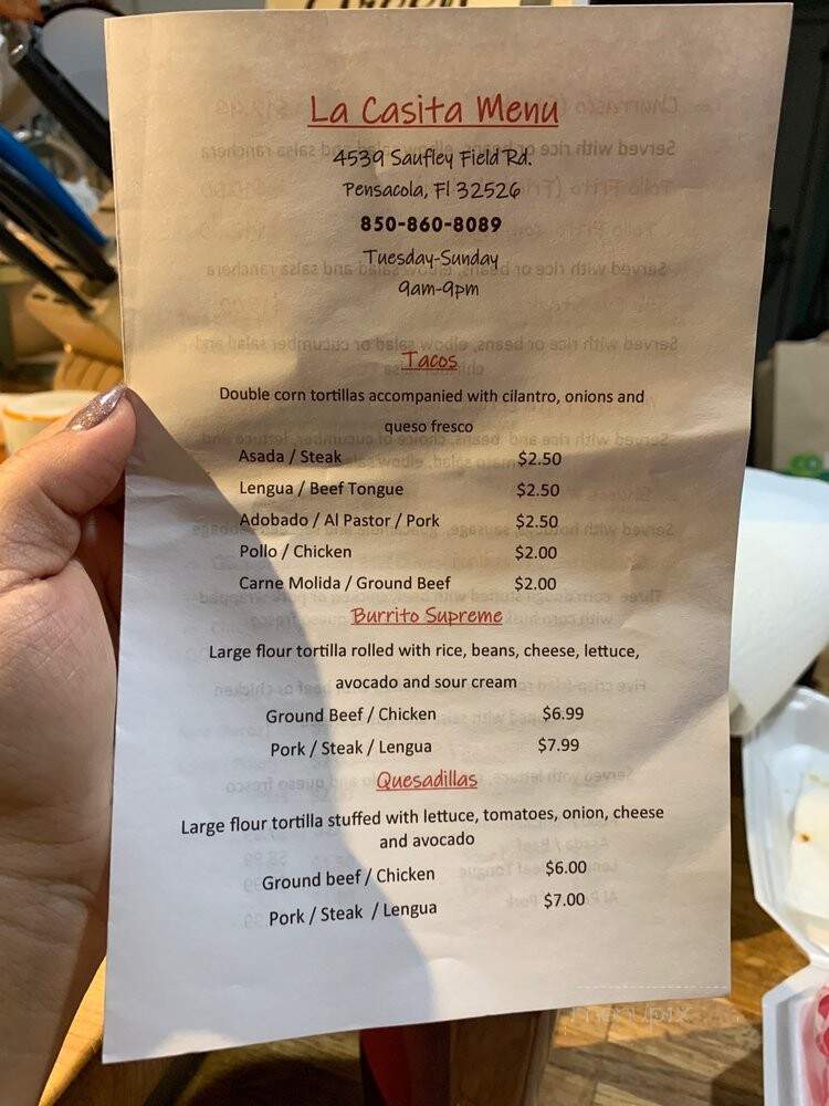 La Casita - Bellview, FL menu_pic