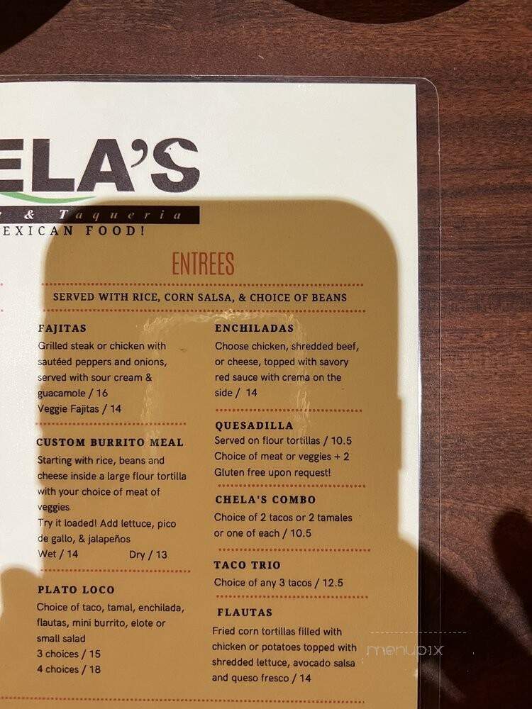 Chela's - Dexter, MI menu_pic
