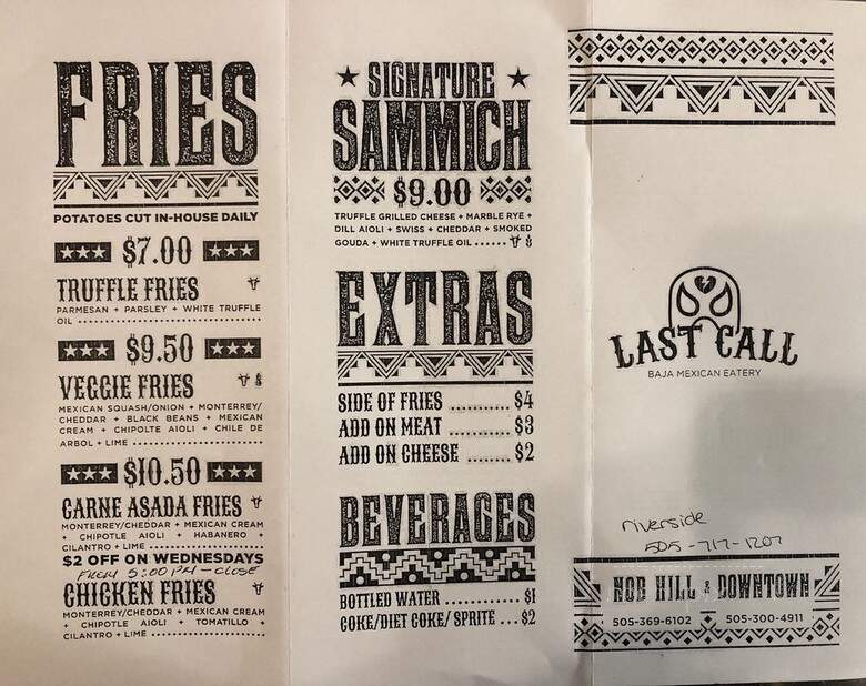 The Last Call - Albuquerque, NM menu_pic
