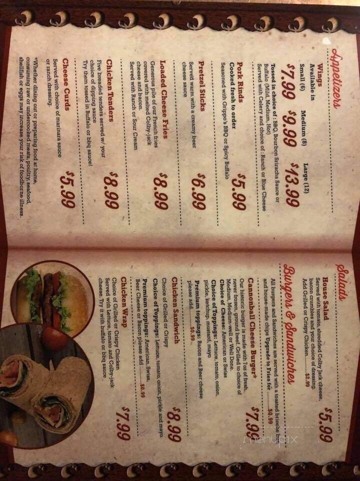 Tipsy Cow Bar - Georgetown, KY menu_pic