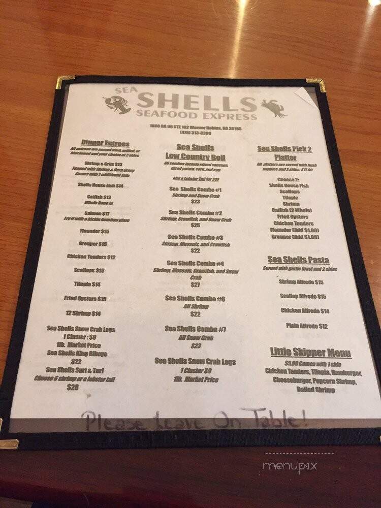 Sea Shells Seafood Express - Warner Robins, GA menu_pic