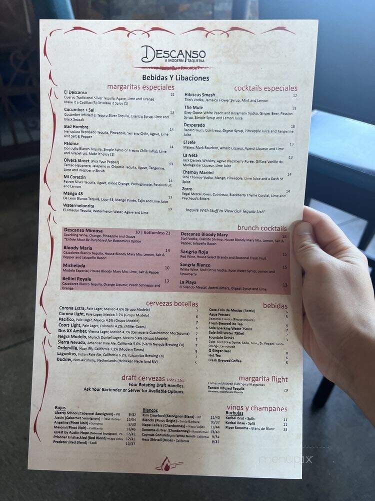 Descanso Restaurant - Costa Mesa, CA menu_pic