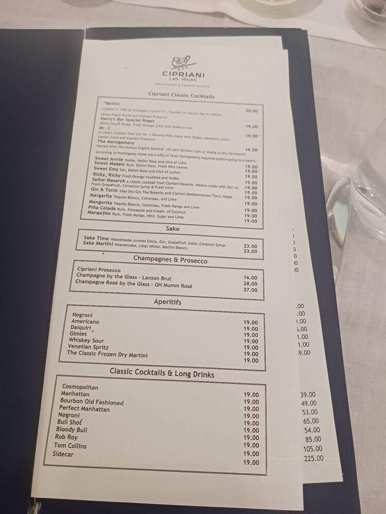 Cipriani Las Vegas - Las Vegas, NV menu_pic