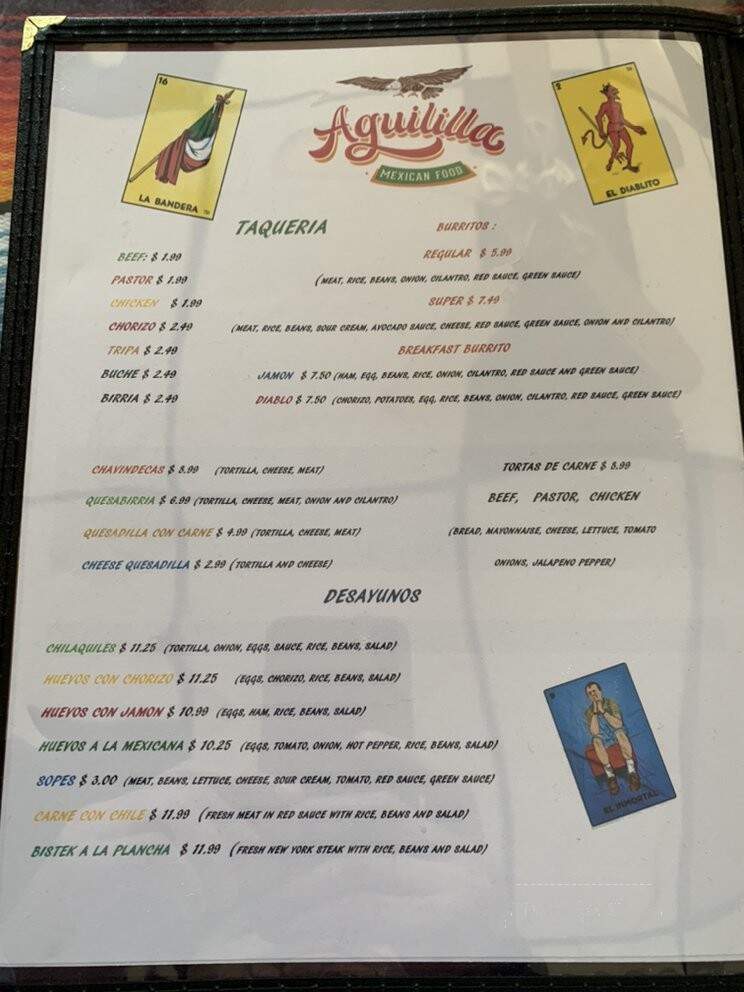 Aguililla Mexican Food - Salida, CA menu_pic