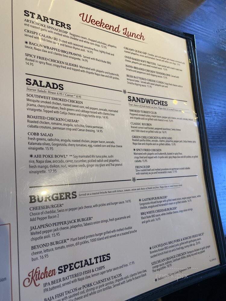 Thirsty Lion Gastropub & Grill - Euless, TX menu_pic