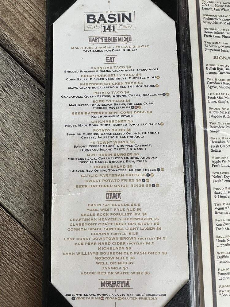 Basin 141 - Monrovia, CA menu_pic