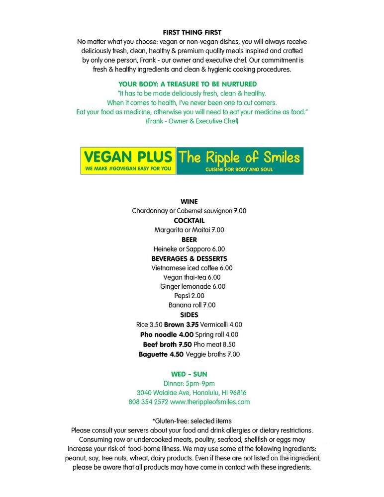 The Ripple of Smiles - Honolulu, HI menu_pic
