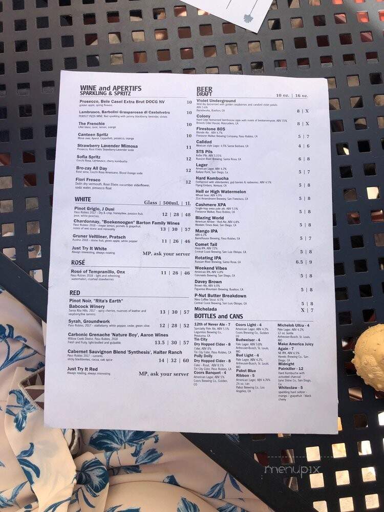 Tin Canteen - Paso Robles, CA menu_pic