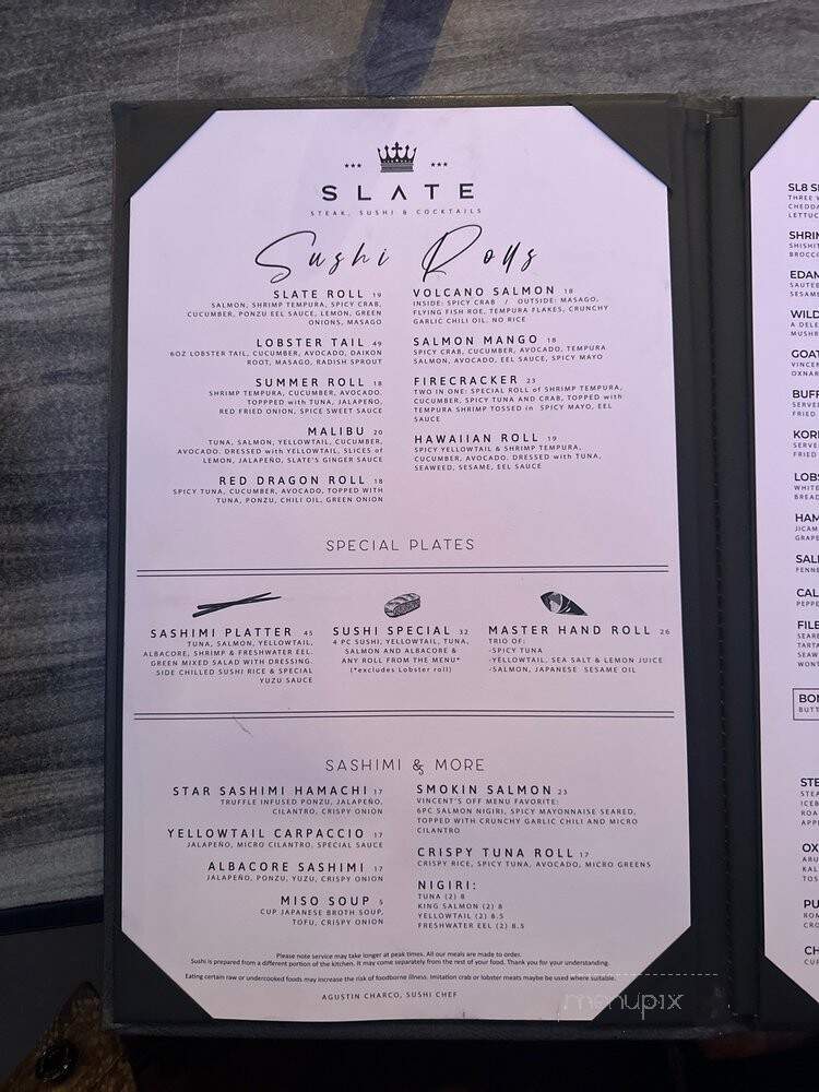 Slate Bistro + Craft Bar - Camarillo, CA menu_pic