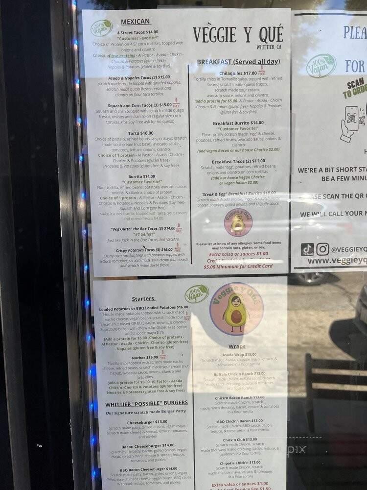 Veggie y Que - Whittier, CA menu_pic