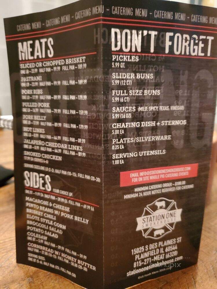 Station One Smokehouse - Plainfield, IL menu_pic