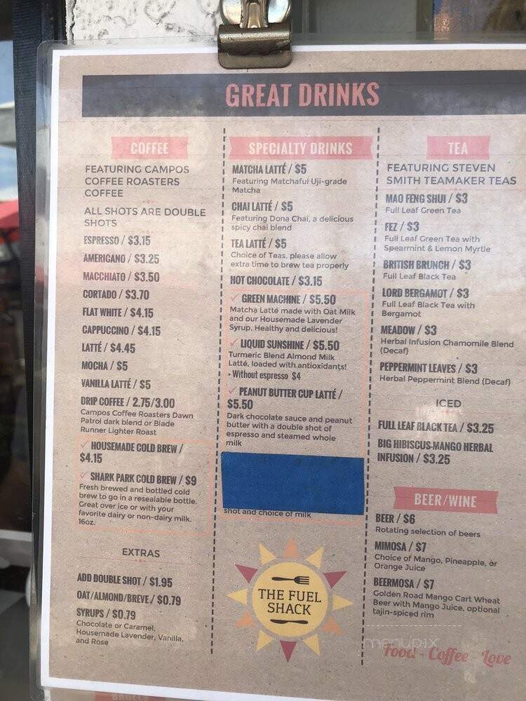 The Fuel Shack - San Clemente, CA menu_pic