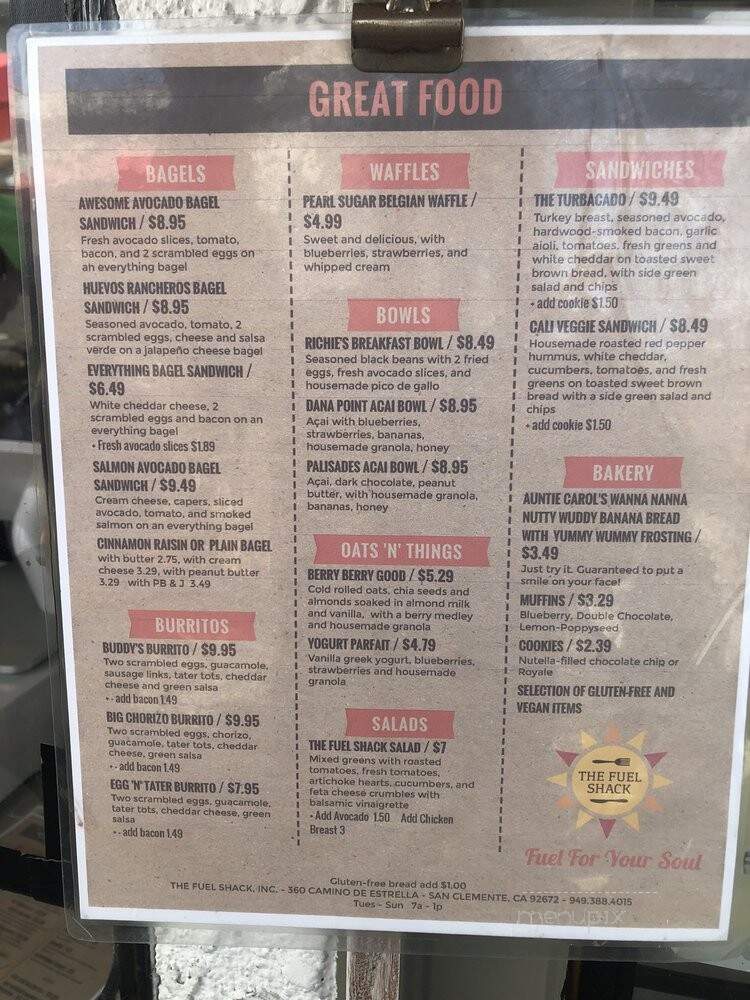 The Fuel Shack - San Clemente, CA menu_pic