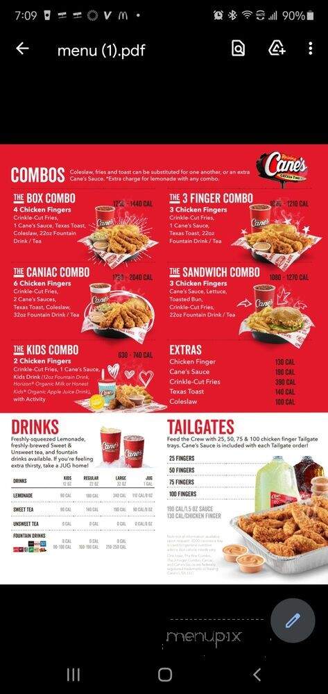 Raising Cane's Chicken Fingers - Broomfield, CO menu_pic