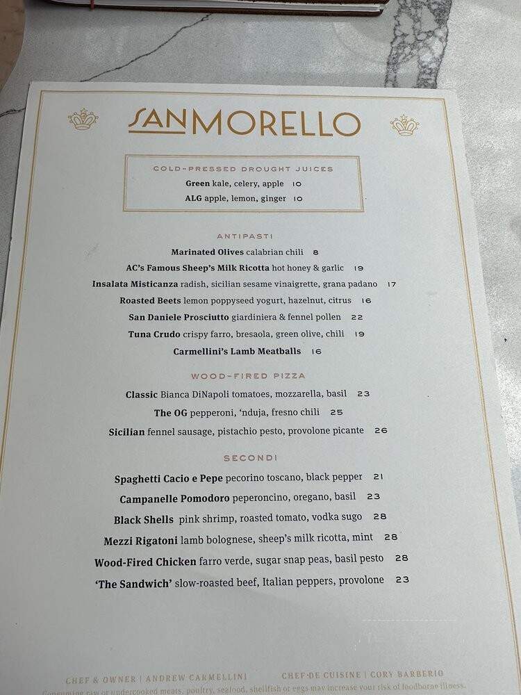 San Morello - Detroit, MI menu_pic