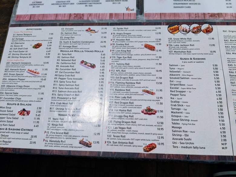Yoshi - Houston, TX menu_pic