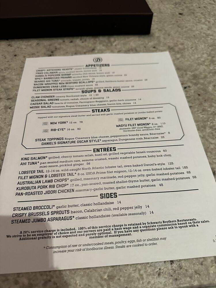 Daniel's Broiler - Seattle, WA menu_pic