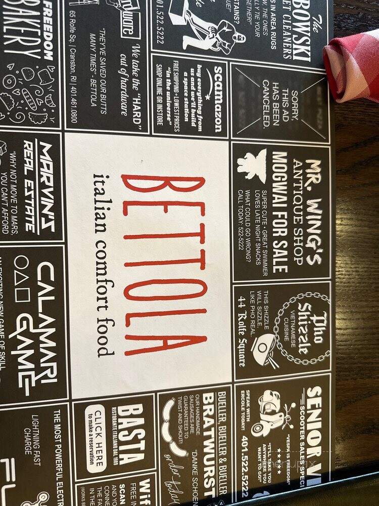 Bettola - Cranston, RI menu_pic