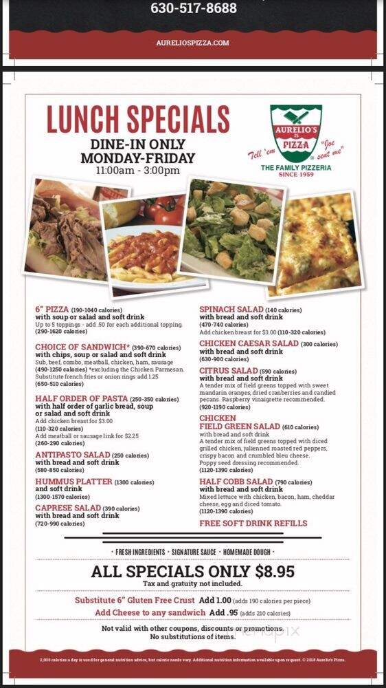 Aurelio's Pizza - Winfield, IL menu_pic