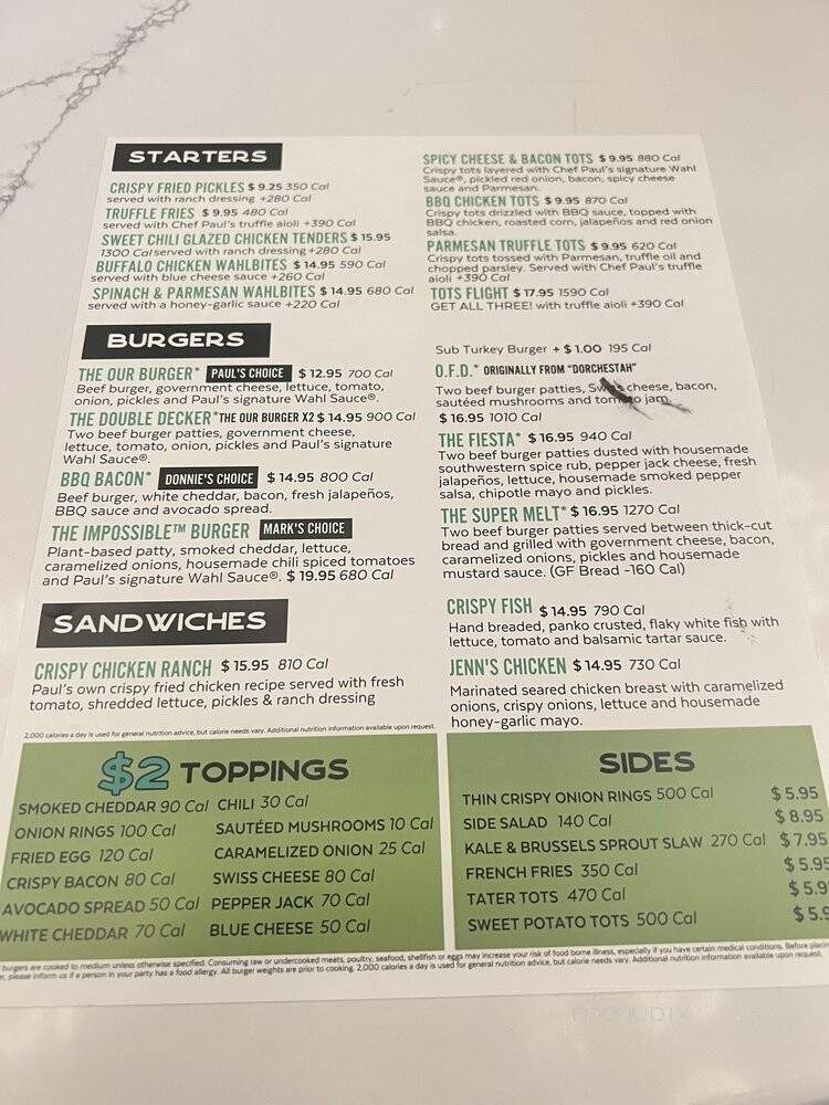 Wahlburgers - Atlantic City, NJ menu_pic