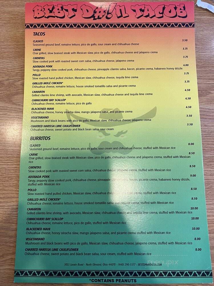 Best Damn Tacos - North Olmsted, OH menu_pic