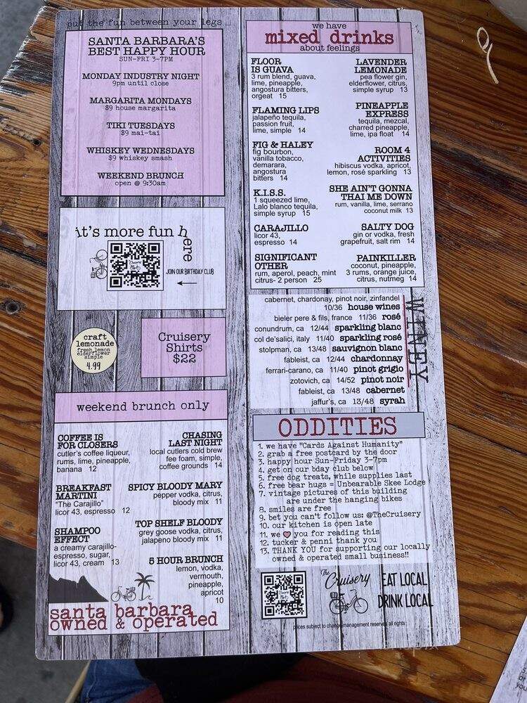 The Cruisery - Santa barbara, CA menu_pic