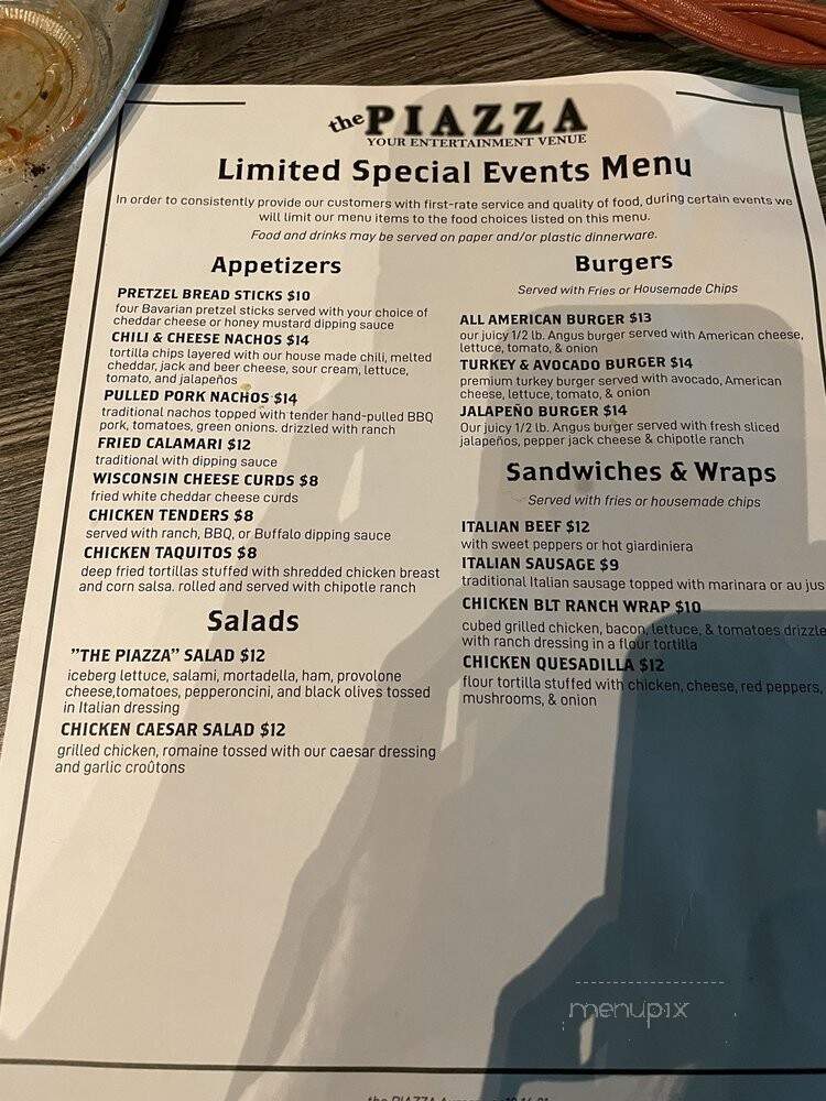 The Piazza - Aurora, IL menu_pic