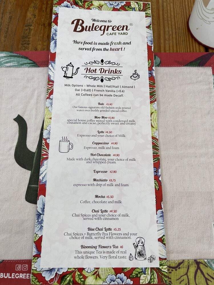 Bulegreen Cafe Yard - Oakland Park, FL menu_pic