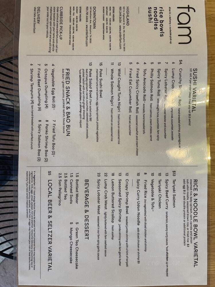 Fam - Memphis, TN menu_pic