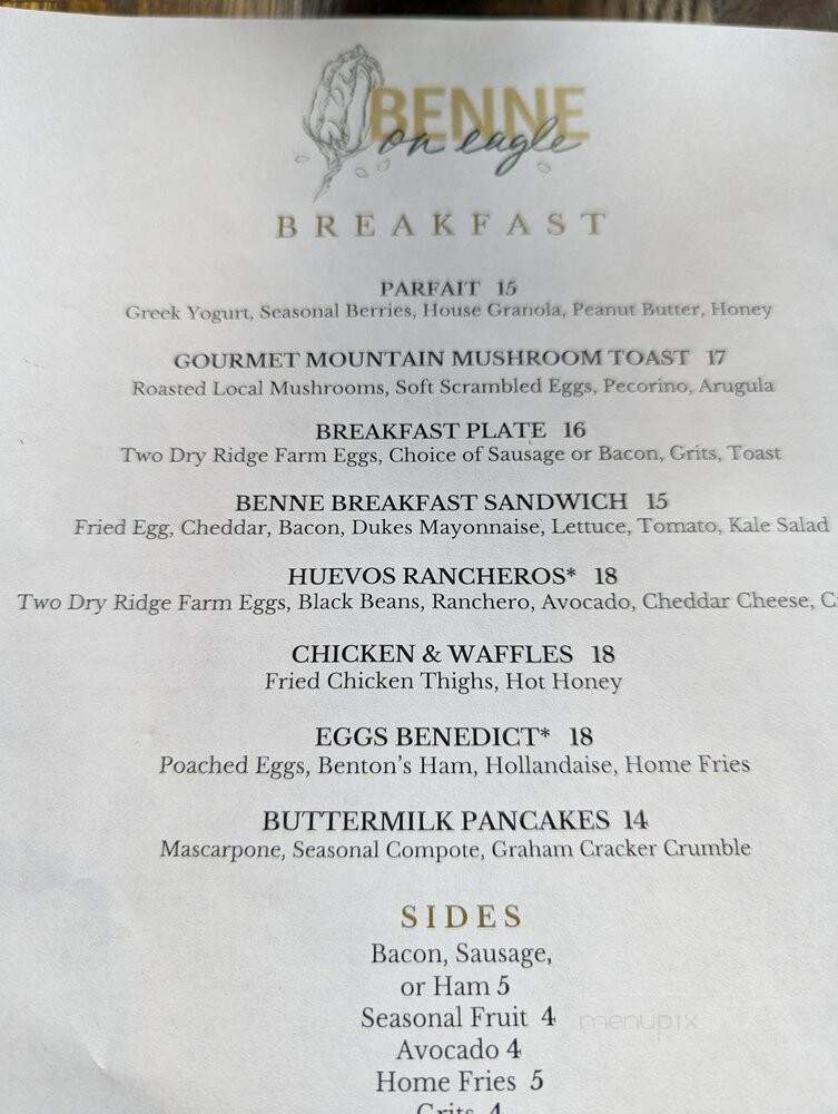 Benne On Eagle - Asheville, NC menu_pic