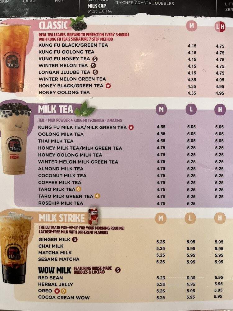 Kung Fu Tea - Dallas, TX menu_pic