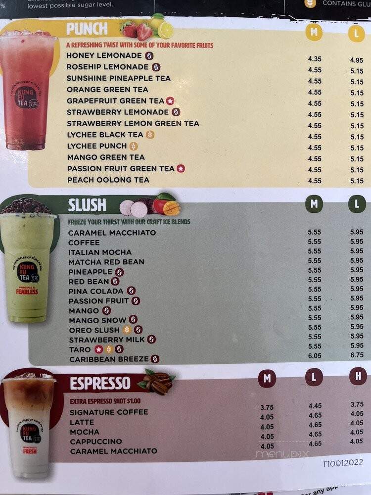 Kung Fu Tea - Dallas, TX menu_pic
