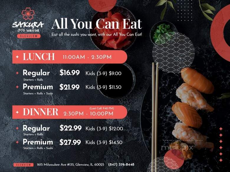 Sakura Sushi & Hibachi Grill - Glenview, IL menu_pic